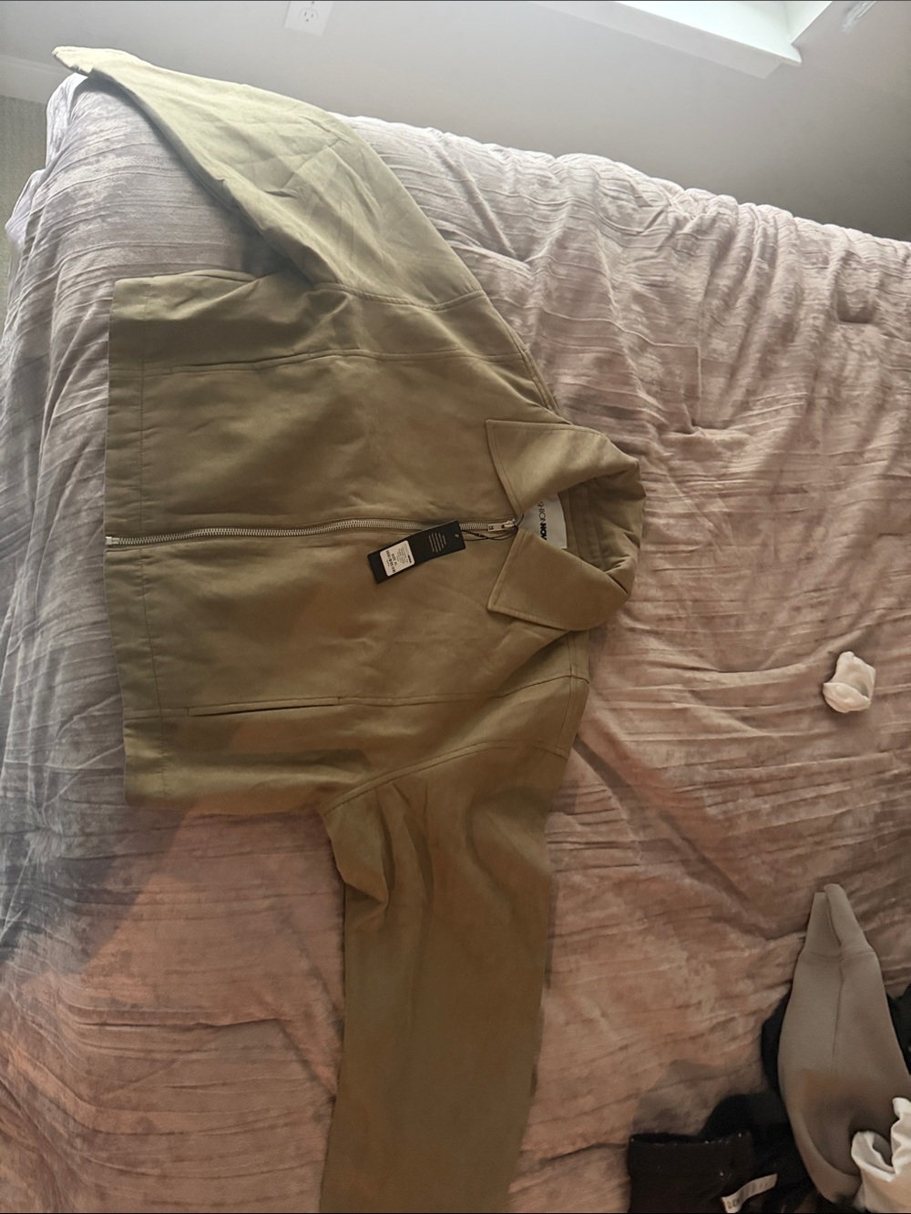 Fashion Nova Olive Green Bomber Jacket with Zip Front